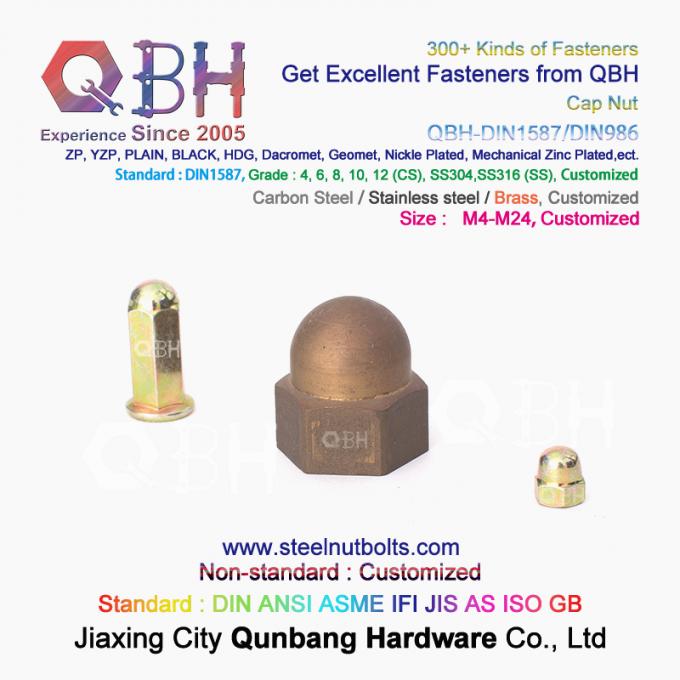 Qbh M4-M24 Karbon/Stainless Steel/Kuningan/Tembaga/Paduan Polos Hitam Kuning Biru Seng Nikel Auto Part Cap Acorn Lock Nut 2