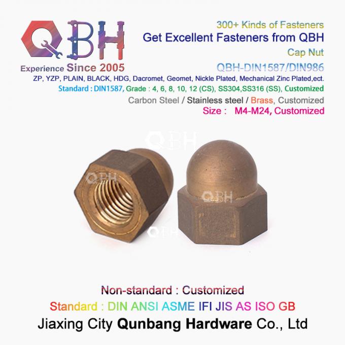 Qbh M4-M24 Kuningan Tembaga Hex Perlindungan Domed Cover Cap Acorn Nut Suku Cadang Mobil 1