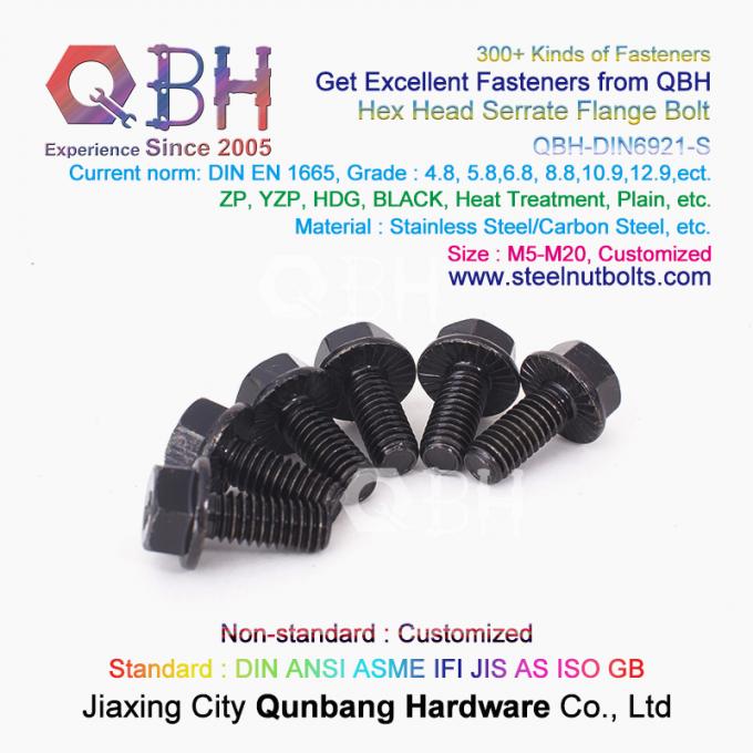 QBH DIN 6921 Gr. 4.8/6.8/8.8/10.9/12,9 Karbon SS304 SS316 Stainless Steel Toothed Flange Self Locking Lock Bolt 4