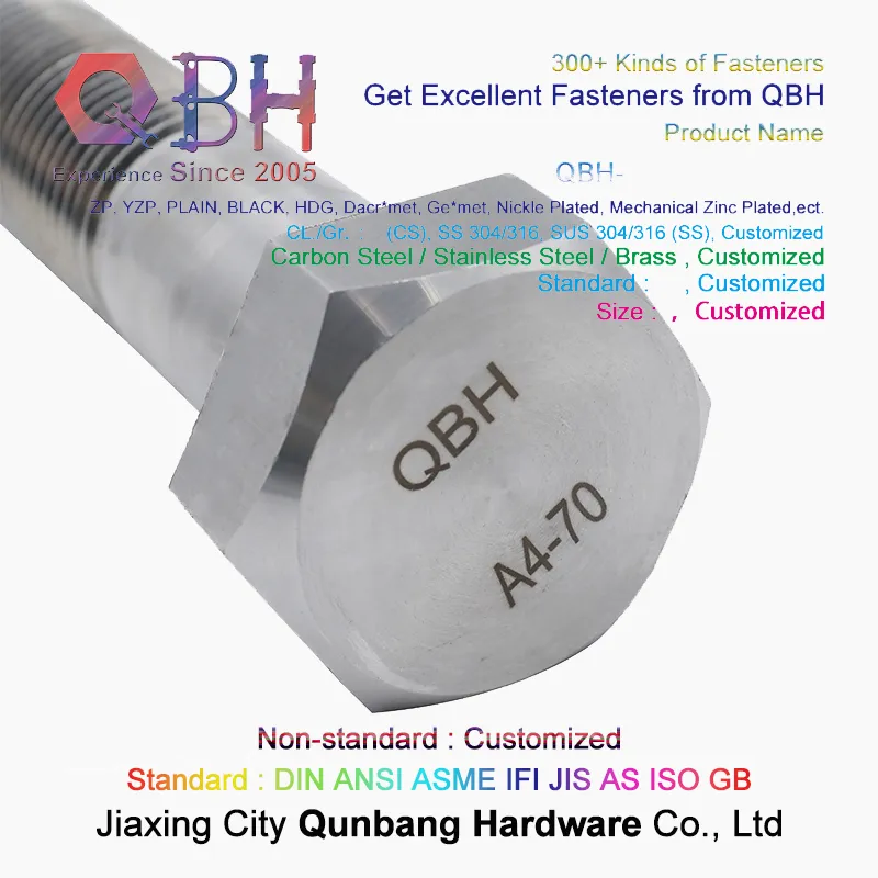 Qbh Stainless Steel Hex Bolt DIN933 A4 - 70 Polos 0