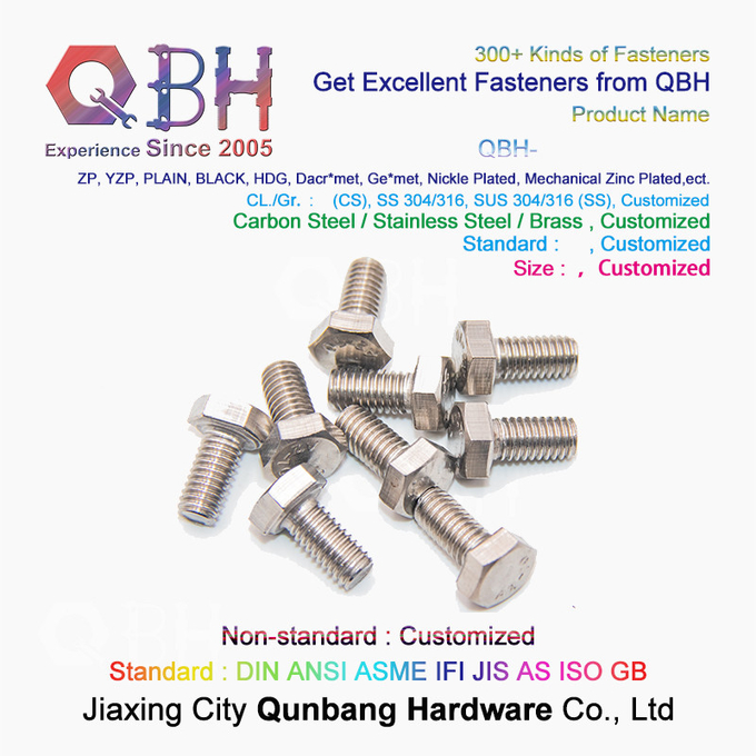 304 316 Stainless Steel Din933 Sekrup Baut Hexagon Spesifikasi Disesuaikan 1