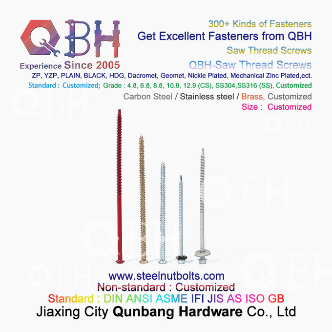 QBH ZP Plain HDG Black Carbon Stainless Steel Self Tapping Self Drilling Saw Thread Screws 1