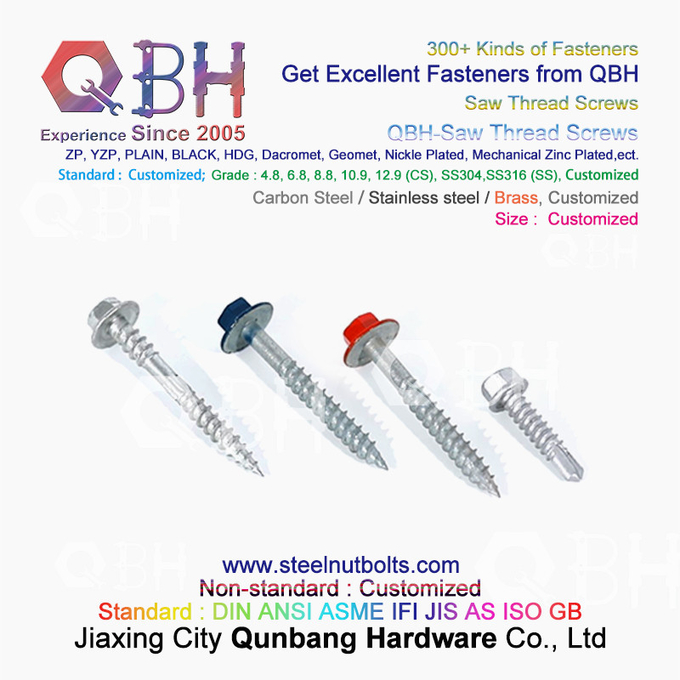 QBH ZP Plain HDG Black Carbon Stainless Steel Self Tapping Self Drilling Saw Thread Screws 0