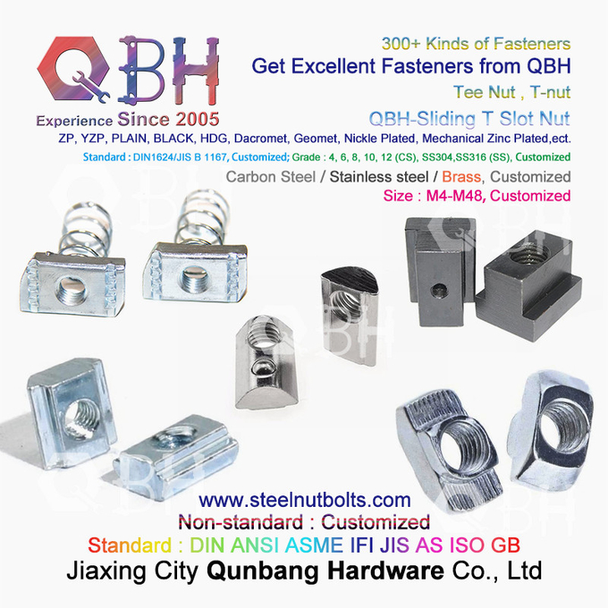 QBH 4040 Series Struktur Rangka Aluminium industri T Hammer Type T-Slot Nut Sliding T-Nuts 3