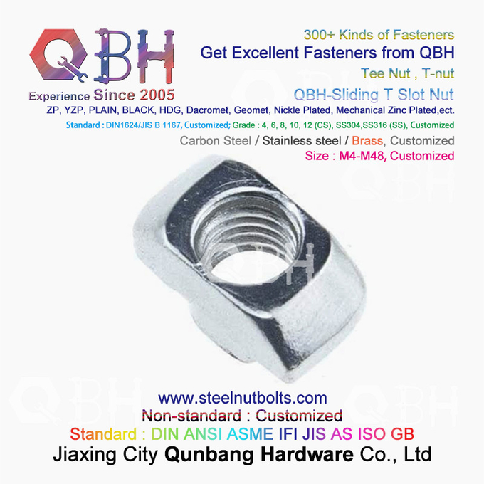 QBH 4040 Series Struktur Rangka Aluminium industri T Hammer Type T-Slot Nut Sliding T-Nuts 0